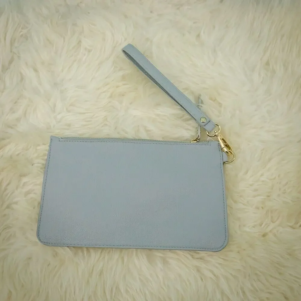 Disney Pandora Grey Gray with Gold Embossed Mickey Minnie Mouse Wristlet Clutch